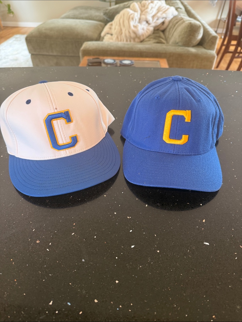 Richardson Bulldogs Blue and White Baseball Caps with Yellow 'C' Patch